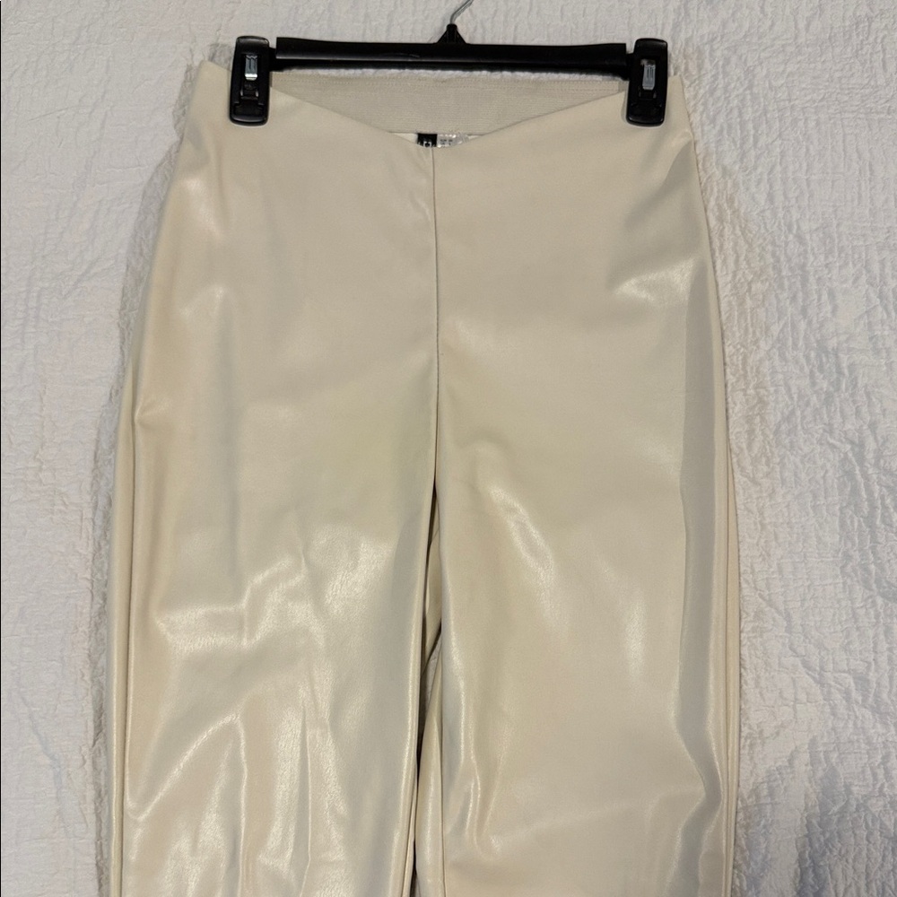 H&M VEGAN Cream Faux Leather Pants